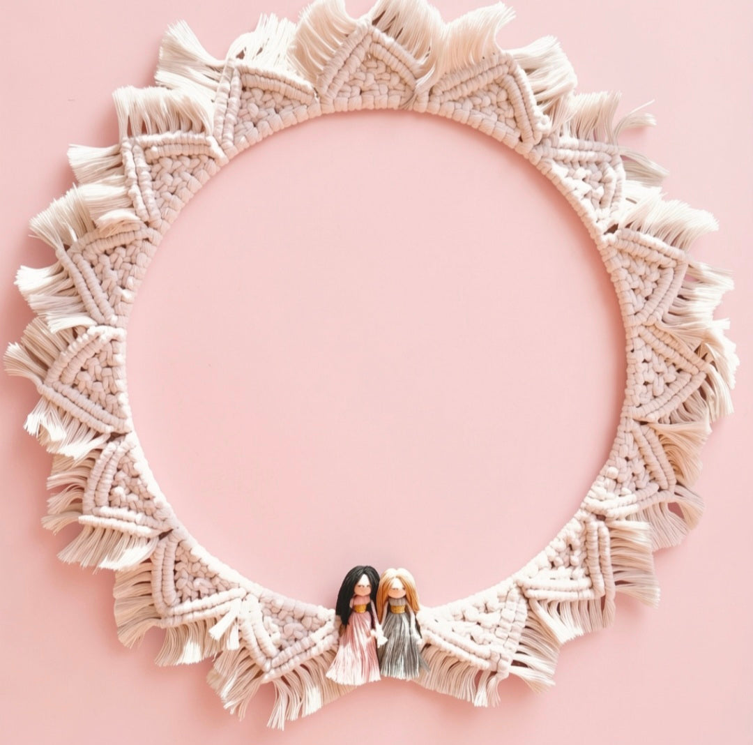 Muñecas de Macramé Decoración en Aro - "Dulzura Artesanal"
