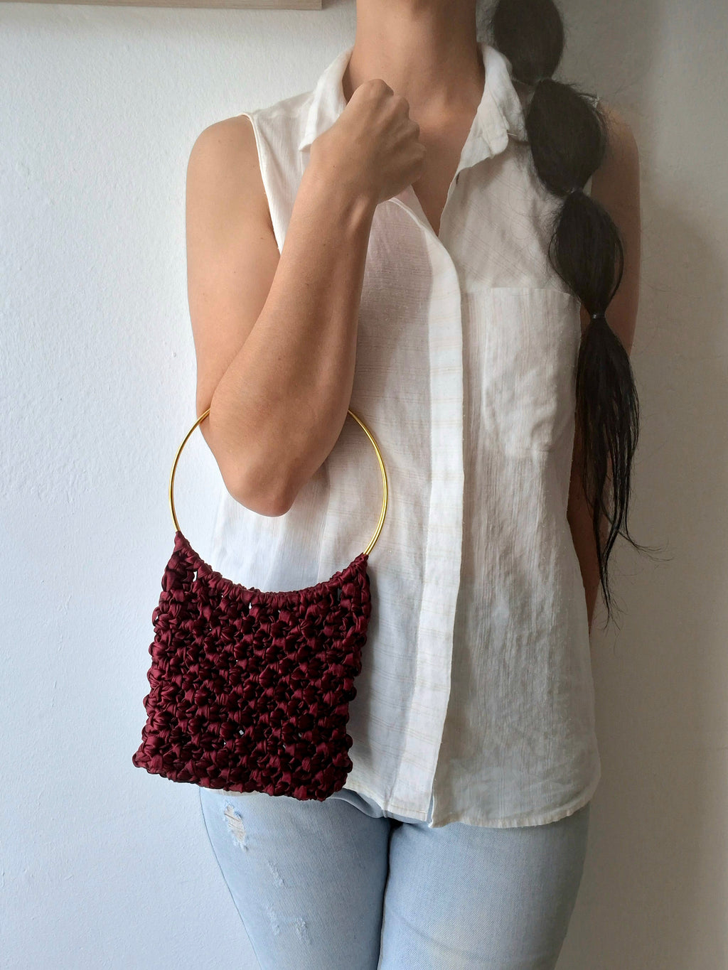 Bolso de Macramé Ayla – Bolso de Mano Artesanal de Fiesta