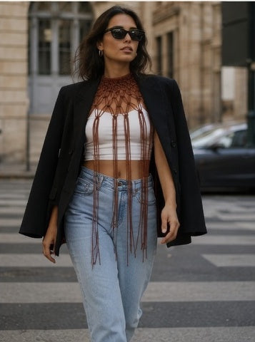 Capa de Macramé Estilo Boho – Artesanal | FTV Macramé