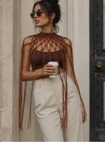 Capa de Macramé Estilo Boho – Artesanal | FTV Macramé