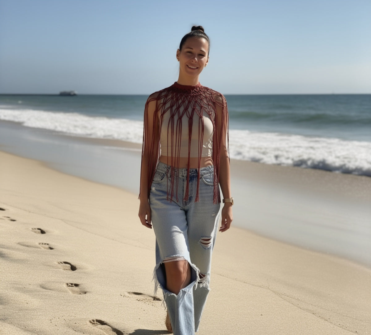 Capa de Macramé Estilo Boho – Artesanal | FTV Macramé