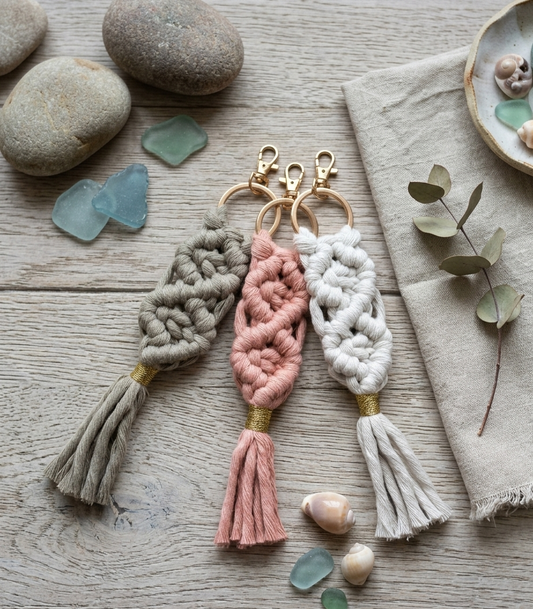 Detalles de Boda y Eventos – Llavero de Macramé Boho (Precios por Volumen)