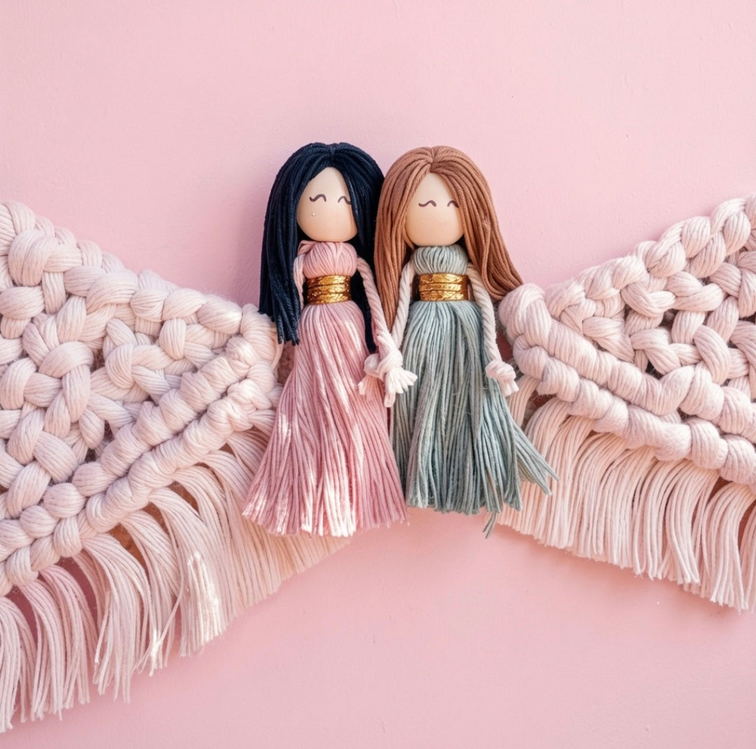 Muñecas de Macramé Decoración en Aro - "Dulzura Artesanal"