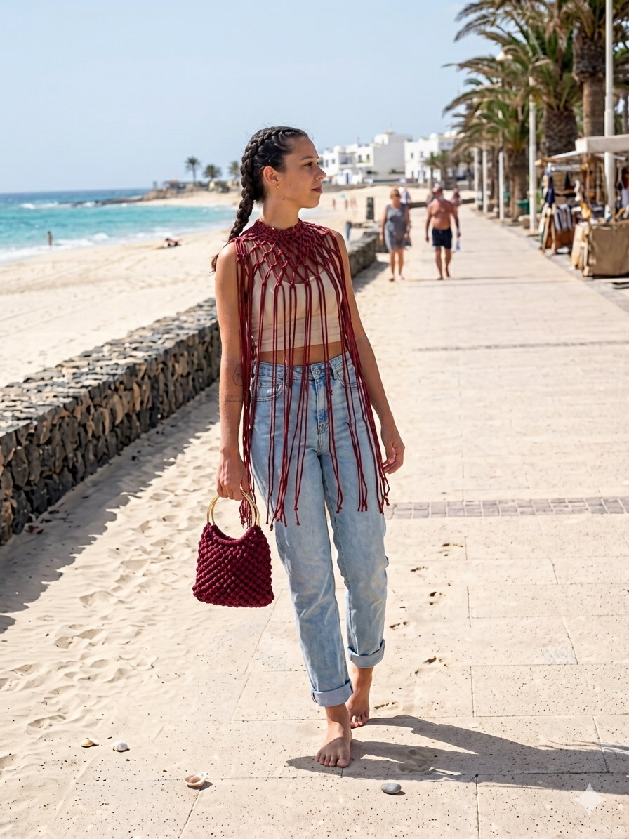 Capa de Macramé Estilo Boho – Artesanal | FTV Macramé