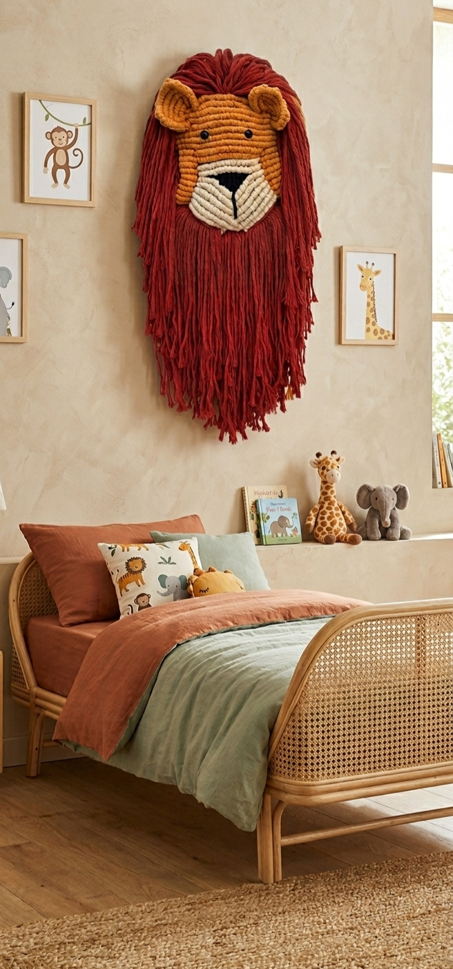 Tapiz de Pared "León" en Macramé – Pieza Única