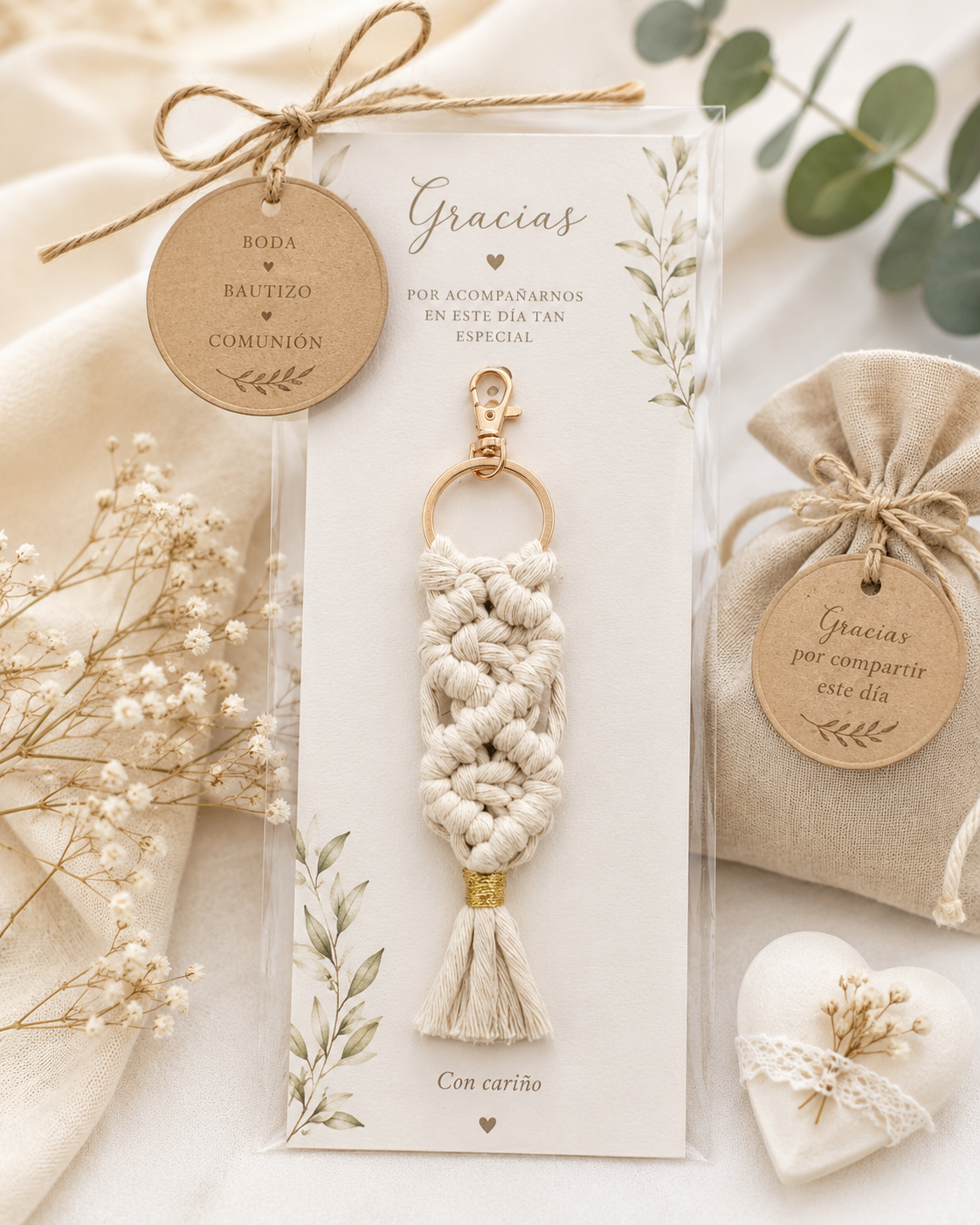 Detalles de Boda y Eventos – Llavero de Macramé Boho (Precios por Volumen)